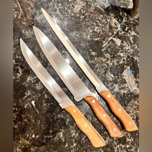 3 “The Master Carver” Stainless Steel Knives 10”, 8.5”, and 8”